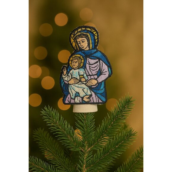 Vintage 1994 New Traditions Embroidered Madonna and Child Tree Topper – MJ Desig - Picture 5 of 5